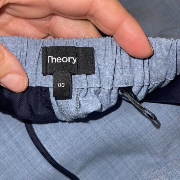 Theory Womens Pants Size 00 Blue Pull On Slim Fit Mid Rise Cropped Straight Leg - Picture 4 of 8